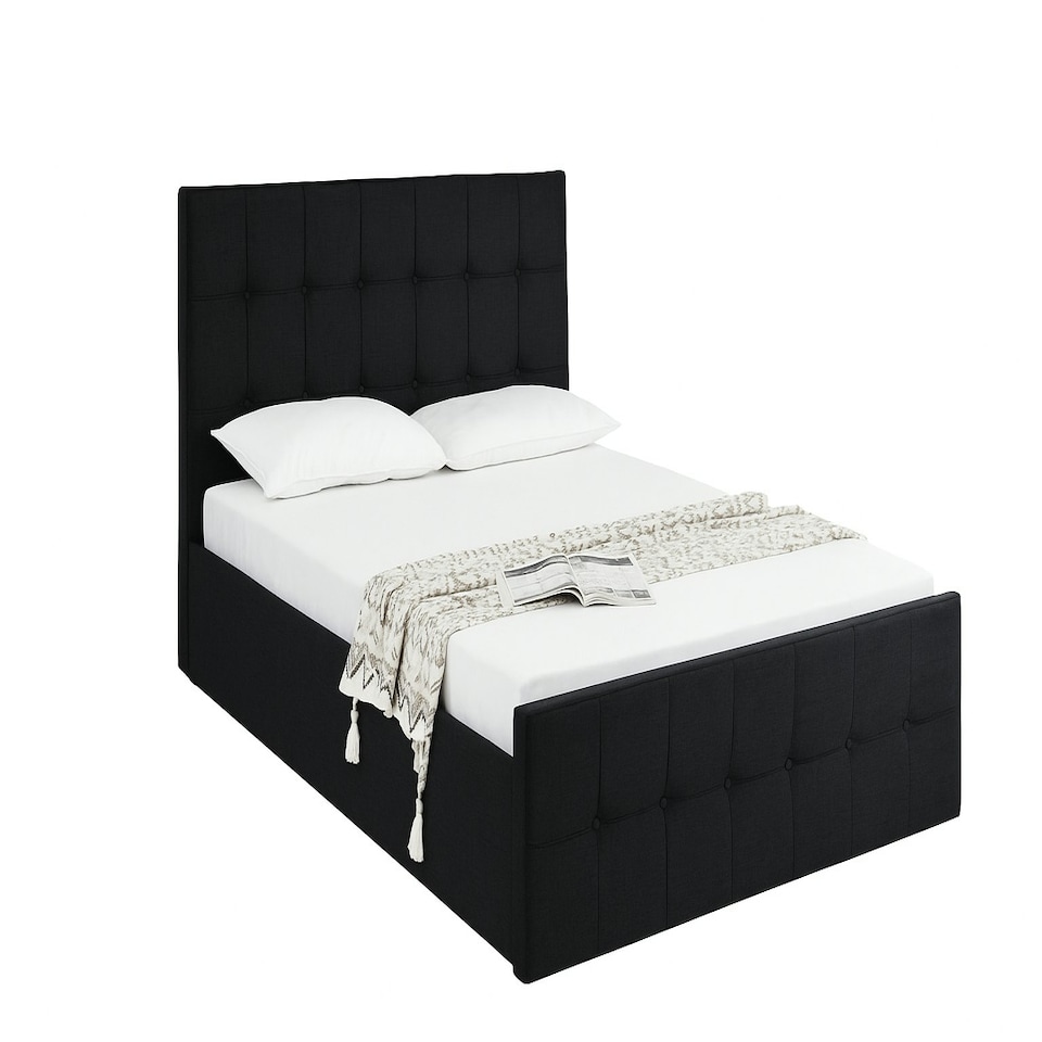 image 1 of Ottoman Storage Bed black 3ft single and 1 mattress velvet cushioned bedroom