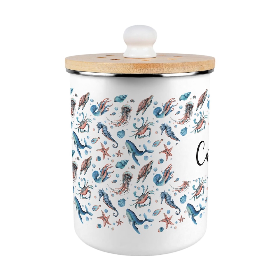 image 1 of Sea Art Compost Caddy - Metal 2L Decorative Kitchen Food Waste Bin
