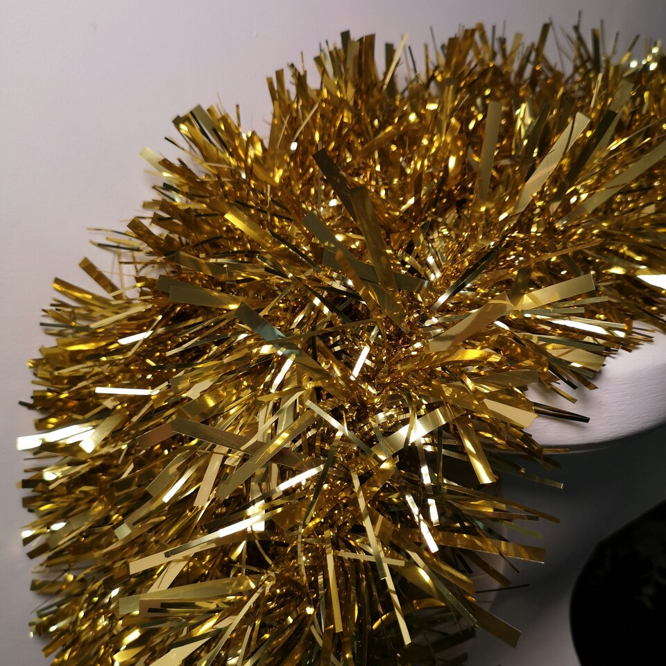 image 1 of 10m x 15cm Luxury Chunky Cut Tinsel Garland Christmas Tree Decoration - Gold