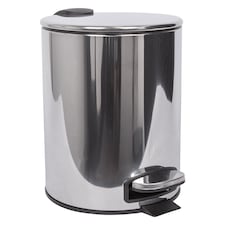 Harbour Housewares Bathroom Pedal Bin - 5L - Chrome - Round Stainless Steel Slim Rubbish Dustbin Lid and Inner Liner Bucket