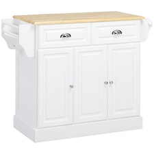 HOMCOM Kitchen Island with Adjustable Shelf Storage Drawers and Cabinets White