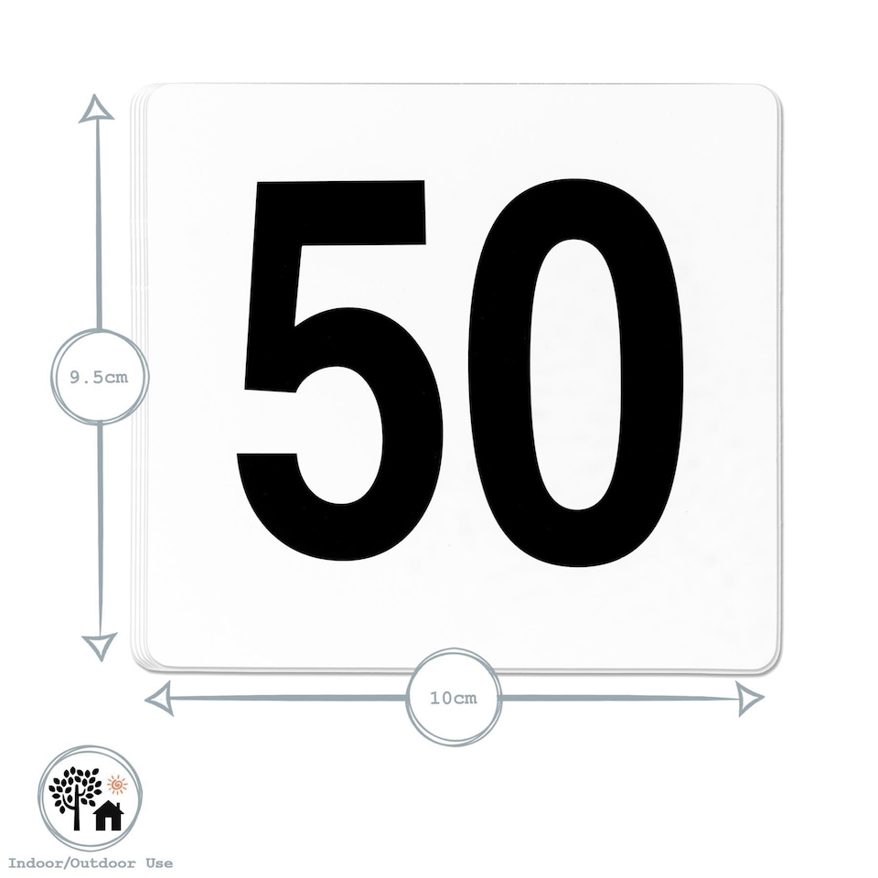 image 1 of Argon Tableware Wedding Table Number Cards - 1 to 50 - White | White | White