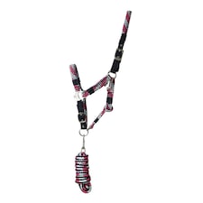 Hy Adjustable Horse Headcollar and Leadrope - Petrol/Pink/Magenta - Pony