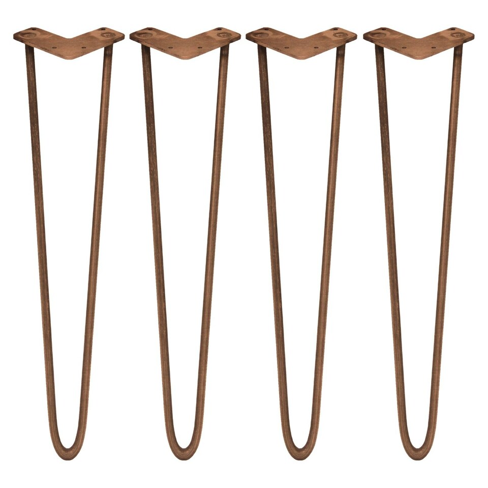 image 1 of 4 x 28" Hairpin Legs - 2 Prong - 12mm - Antique Copper | Brown | 1