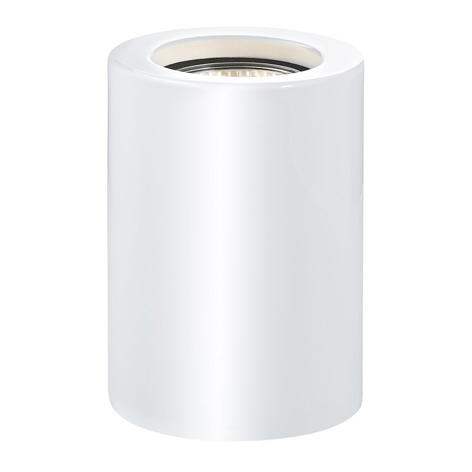 image 1 of Small and Contemporary White Gloss LED Table/Floor Lamp Uplighter | White | White | 1