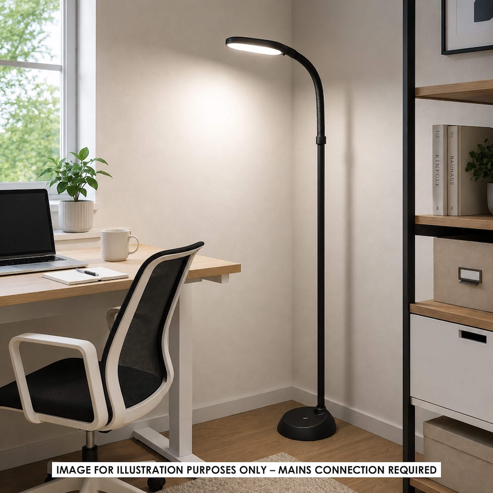 image 1 of Black Daylight Energy Saving 27W Floor Standing Reading Light | Black