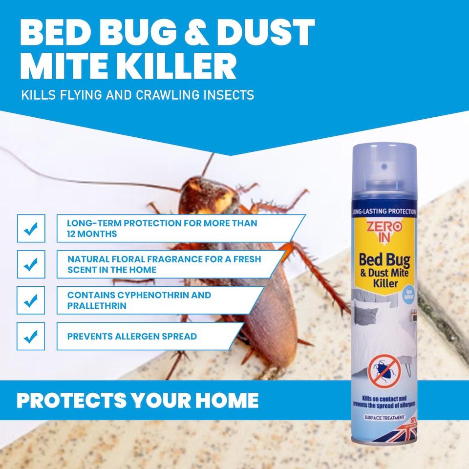 image 1 of Zero In Bed Bug and Dust Mite Killer Spray Household Pest Control 300ml