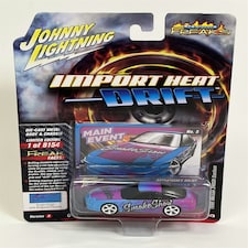 1990 Nissan 240SX Custom Bright Cyan with Magenta Flames 1:64 Johnny Lightning JLSF024A