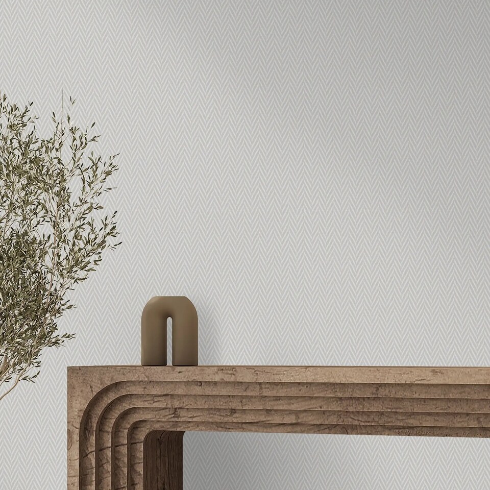 image 1 of Herringbone Wallpaper in Soft Grey | Grey | Grey | 5m2