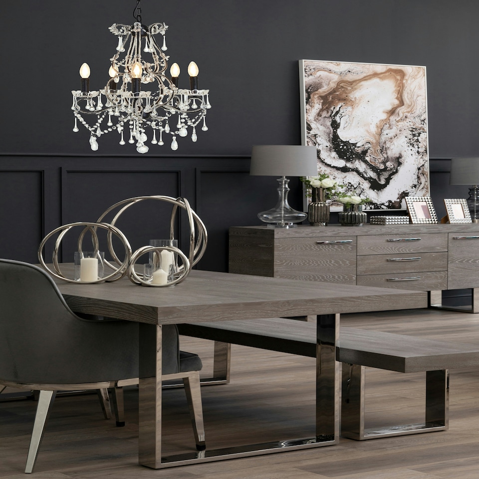 image 1 of Kensington Townhouse 5 Bulbs Chandelier. Black