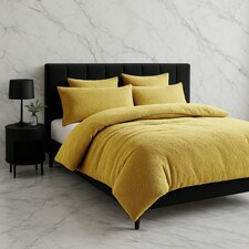 Teddy Bear Fleece Soft Cosy Duvet Cover + Pillow Case Set Yellow | Double