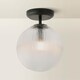 image 4 of ValueLights Kempton Black Flush Ceiling Light Ribbed Globe Shade and Bulb