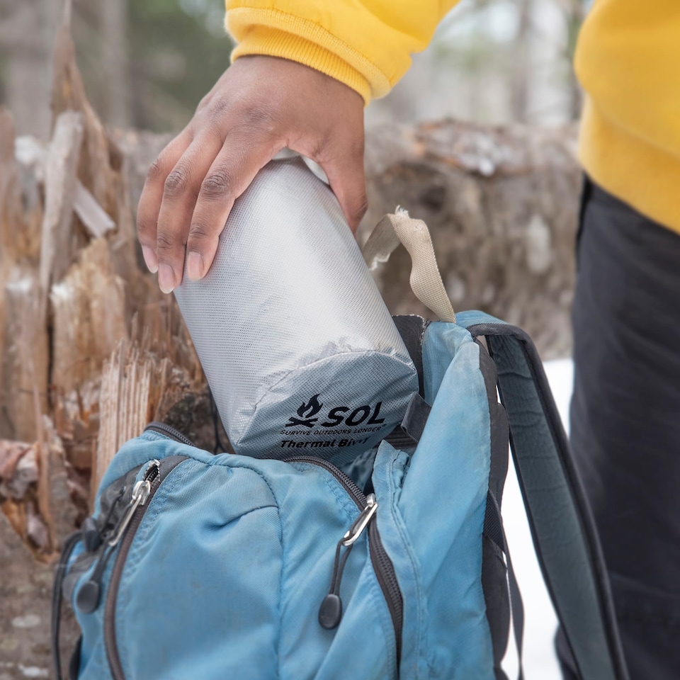 image 1 of Thermal Bivvy with Whistle - Survival Emergency Shelter & Sleeping Bag | Grey | Grey | One Size | 1