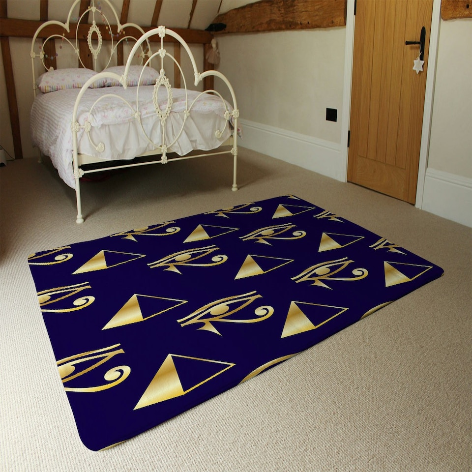 image 1 of Gold Pyramid & Eye Of Horus (Rug) Gold | XL: 160x230cm