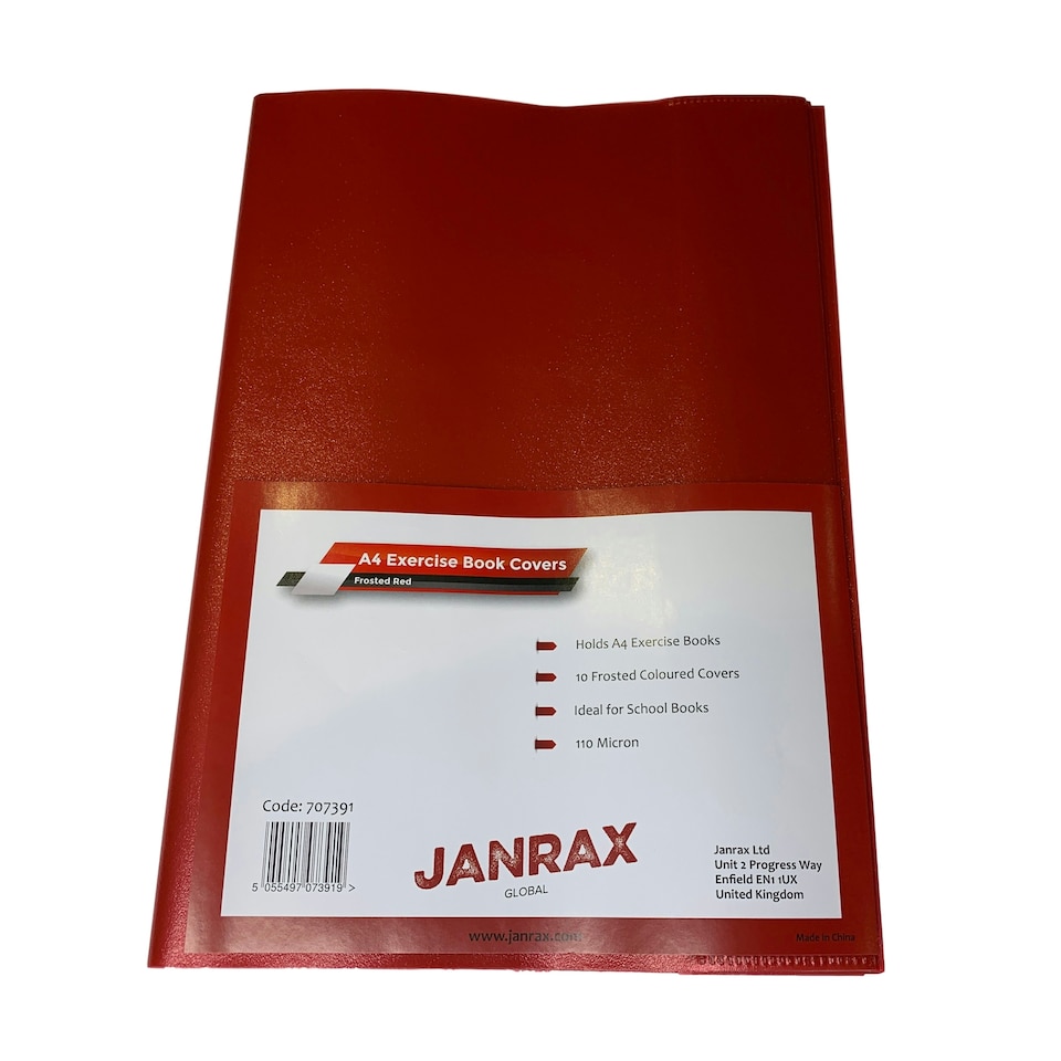 image 1 of Pack of 10 A4 Frosted Red Exercise Book Covers