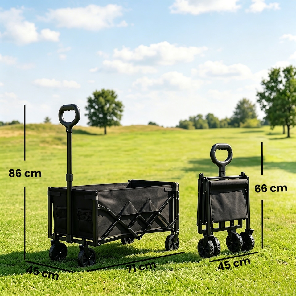 image 1 of Outsunny 60L Festival Trolley on Wheels, Collapsible Wagon Cart | Black | Black | 71 x 45 x 86 cm