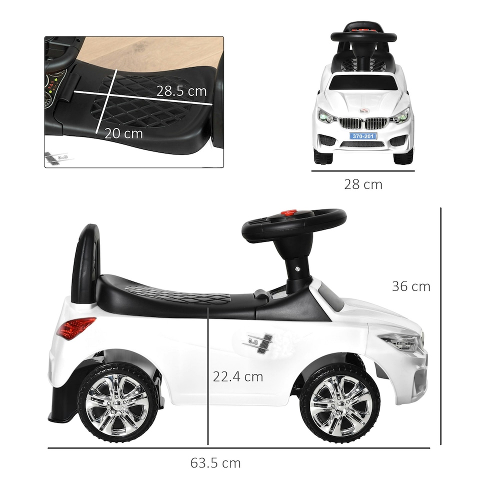 image 1 of HOMCOM Ride on Car Baby Toddler Walker Foot to Floor Sliding Car Slider White