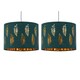 image 1 of First Choice Lighting Set of 2 Fern Dark Green Cut Out 30cm Pendant Lightshades Green | Gold