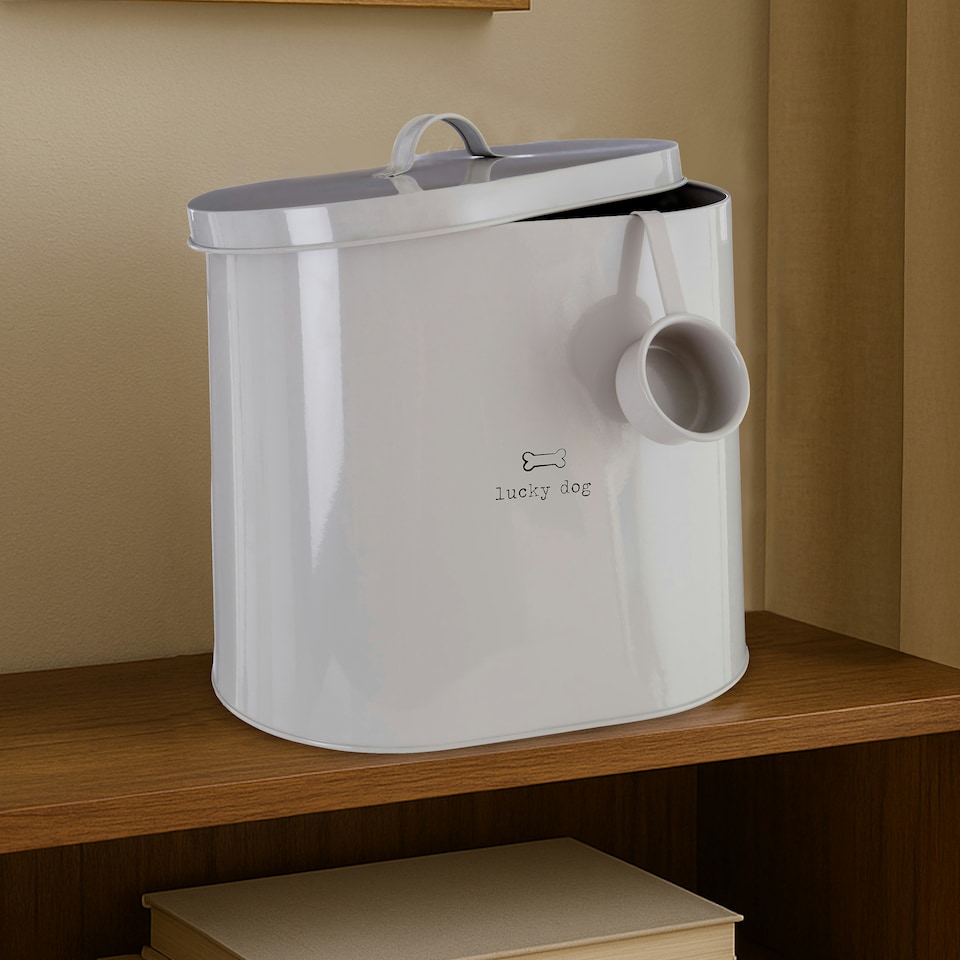 image 1 of Adore Pets 12Ltr Lucky Dog Food Storage Bin With Spoon Cream