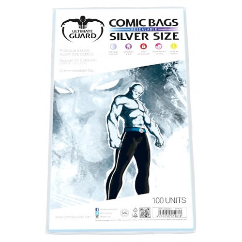 Ultimate Guard - Comic Bags Resealable Silver Size (100) - Brand New