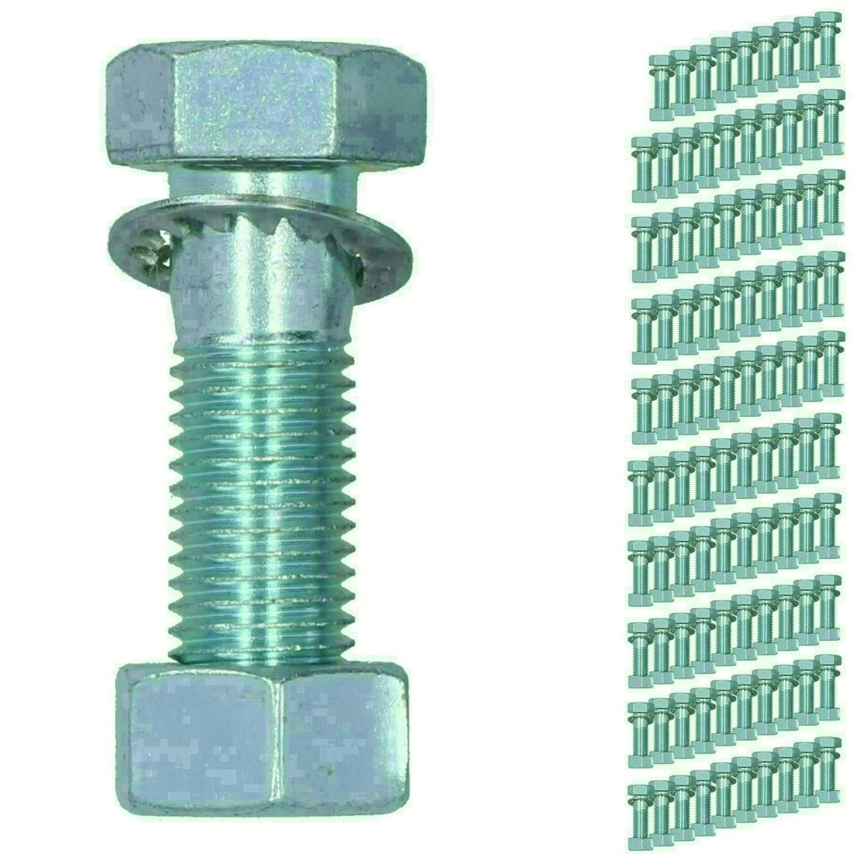 image 1 of M16 (16mm) x 55mm High Tensile Tow Bar Ball Fixing Bolts Washers + Nuts 100 Pack