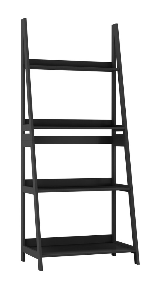 image 1 of 4-Tier Wooden Ladder Storage Shelving Unit | Black | 1