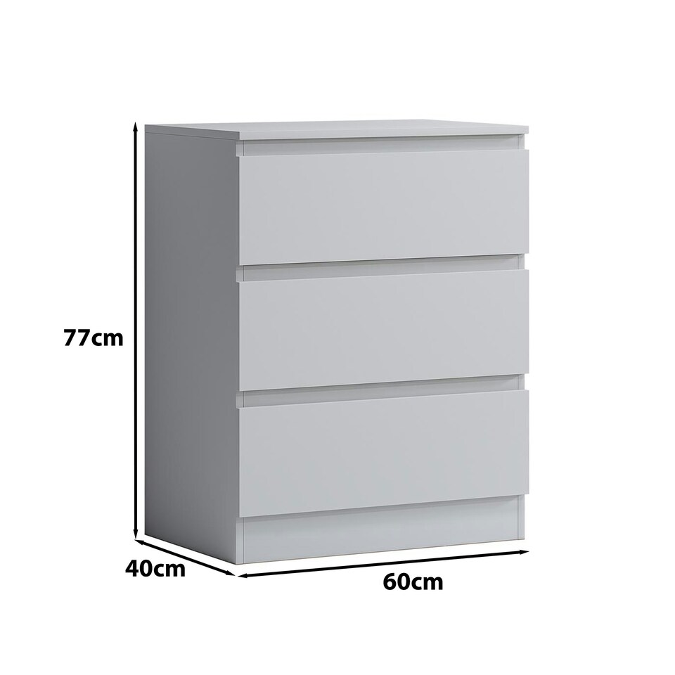 image 1 of FWStyle Carlton 3 Drawer Chest Of Drawers - Matt White