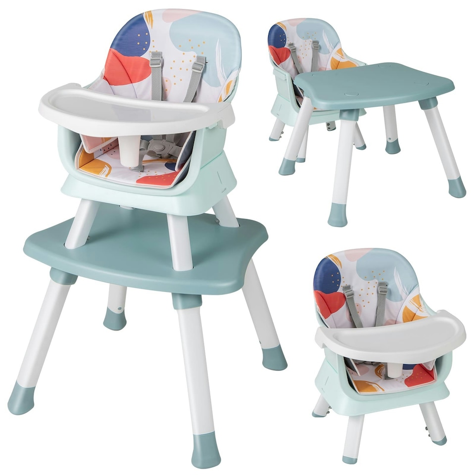 image 1 of COSTWAY 6-in-1 Baby High Chair Convertible Feeding Chair-colorful