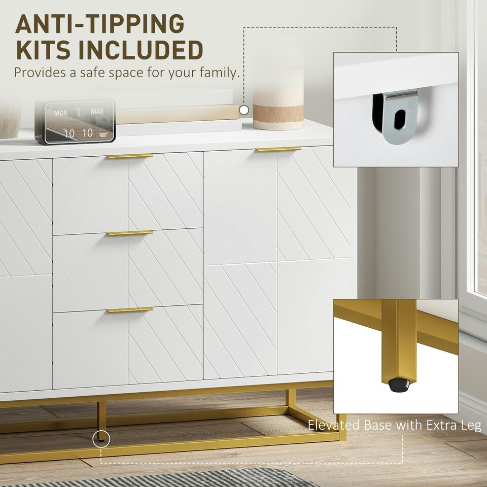 image 1 of HOMCOM Sideboard Storage Cabinet with Adjustable Shelves White