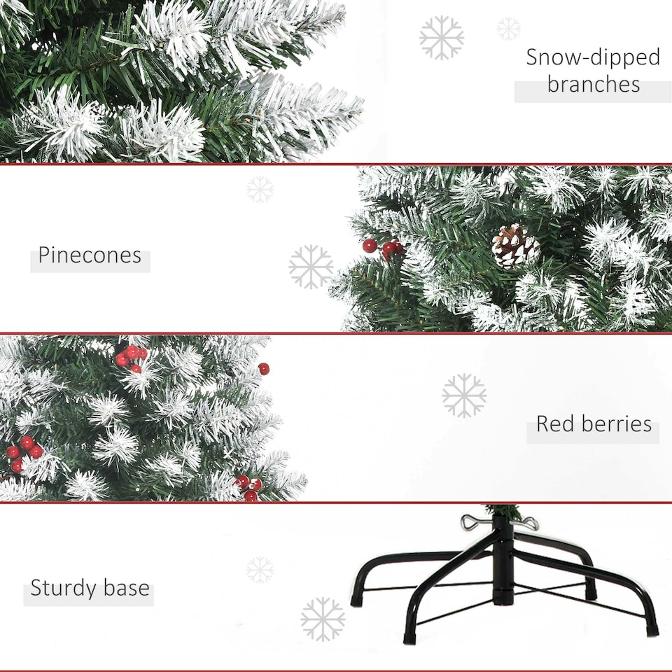 image 1 of HOMCOM 6FT Artificial Christmas Tree Xmas Indoor Decoration w/ Pinecone