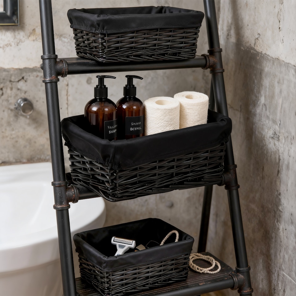 image 1 of Wickerfield Rectangular Wicker Storage Basket with Fabric Lining for Home Storage, Shelves & Gift Hampers
