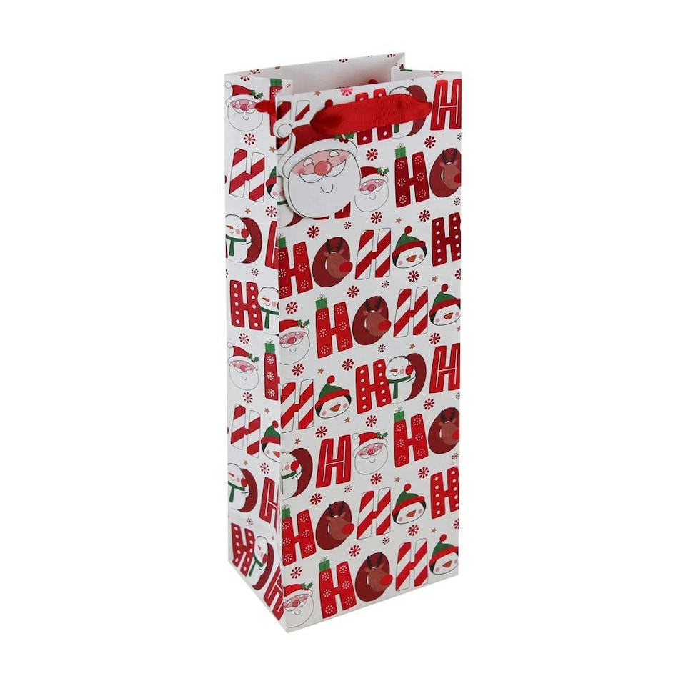 image 1 of Pack of 12 Ho Ho Ho Bottle Christmas Gift Bags