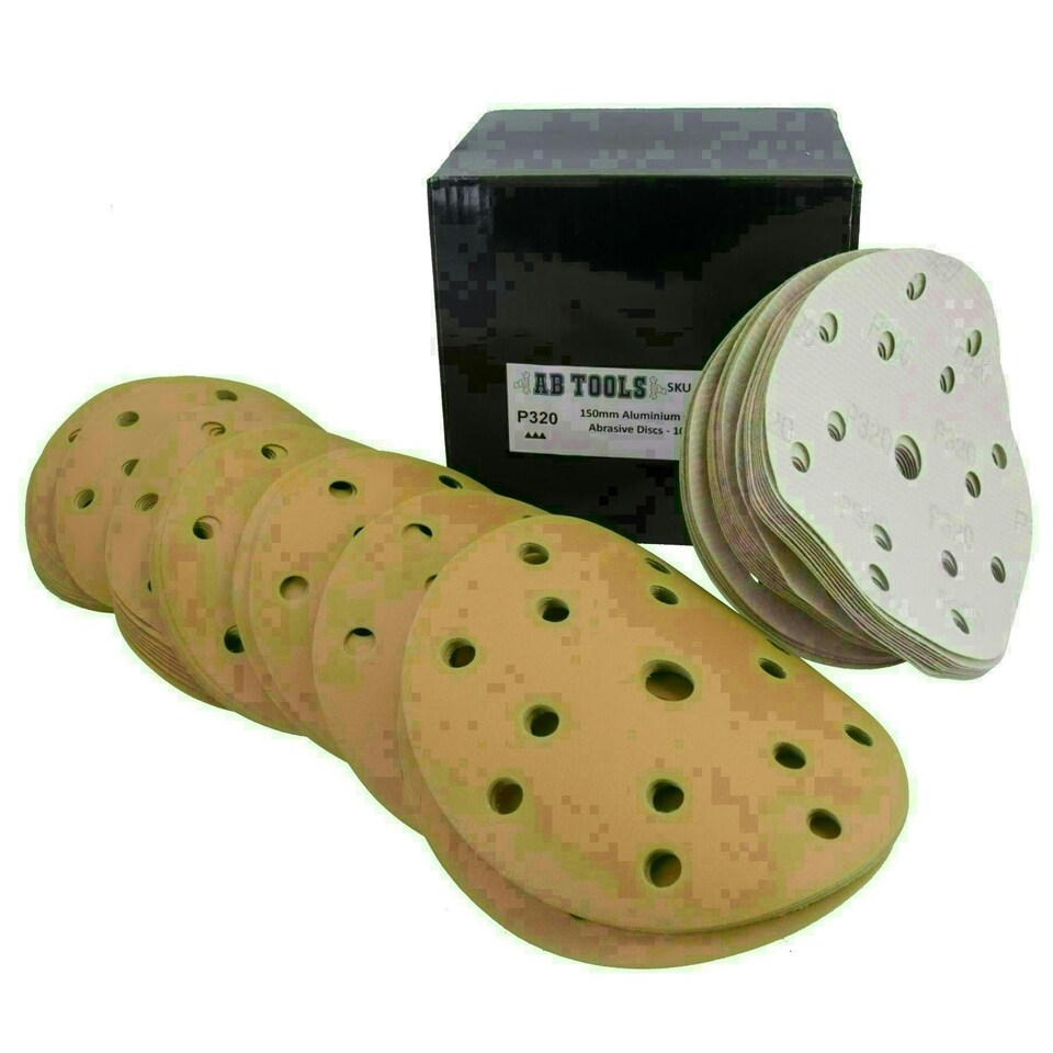 image 1 of 150mm Sanding Discs Aluminium Oxide Abrasive 320 Grit 15 Hole Hook + Loop 500pc