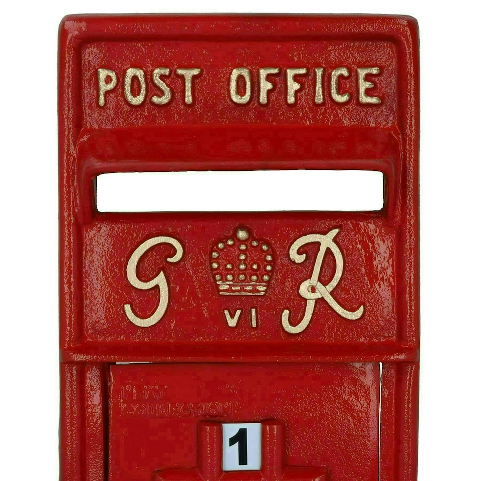 image 1 of GR Royal Mail Post Box Wall Mount Replica Red Post Office Lockable GB Front Red