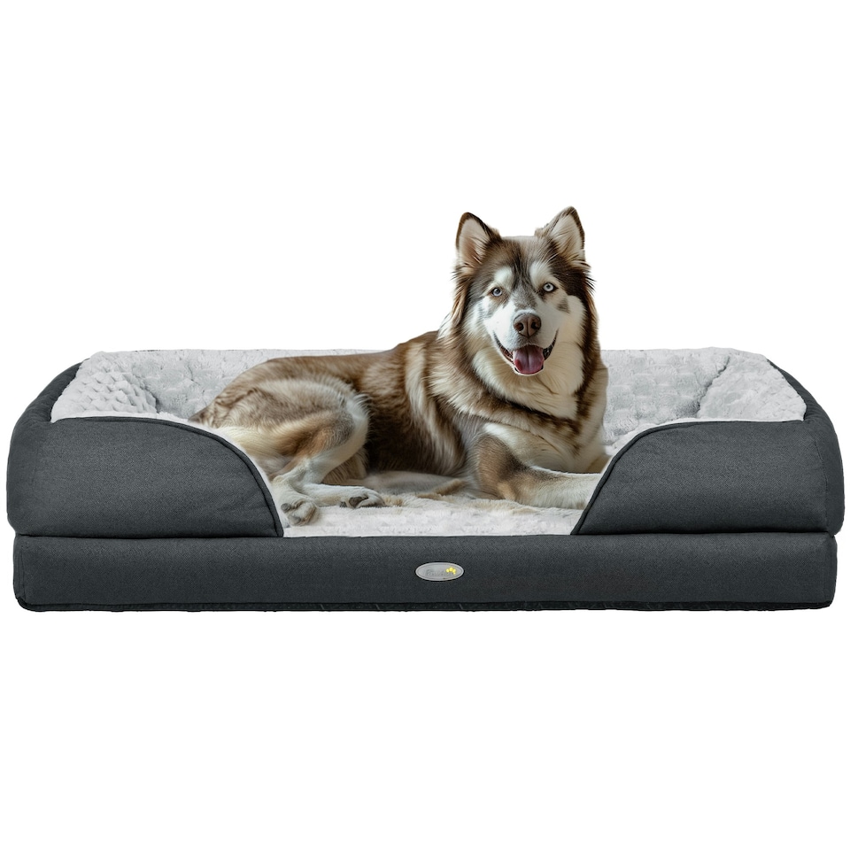 image 1 of PawHut Dog Bed Calming Pet Bed Dog Mattress for Large Dogs - Charcoal Grey