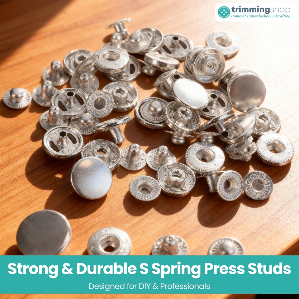 image 1 of 15mm S Spring Press Studs 4-Part, Durable & Lightweight - 100pcs