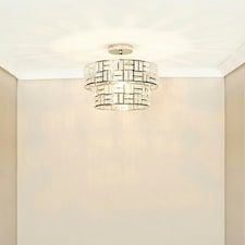 ValueLights Elise Silver Acrylic Jewel Two Tier Ceiling Pendant Light with LED Bulb