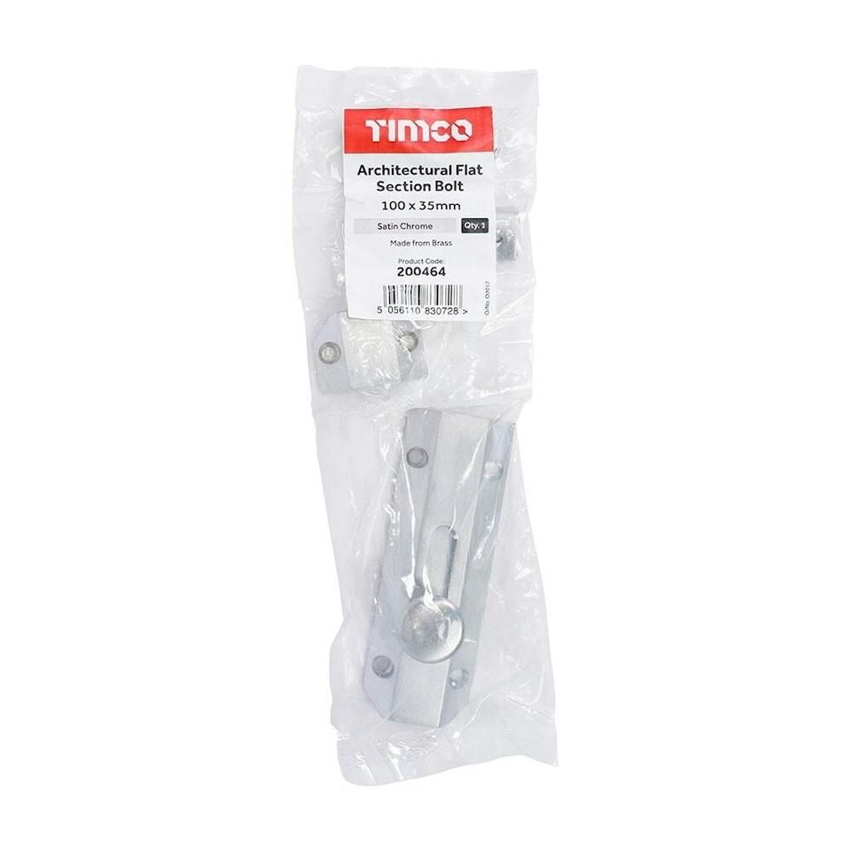 image 1 of Timco - Architectural Flat Section Bolt - Satin Chrome (Size 100 x 35mm - 1 Each)