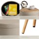 image 5 of Stool Yara - round, padded, with storage space, linen look | Cream | sand | 42,50 x 42,50 x 45,50 cm | 1