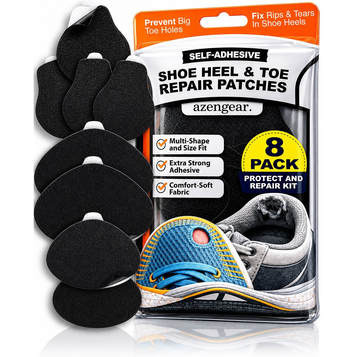 Stick-On Shoe Heel Repair and Big Toe Hole Preventer Patch Kit