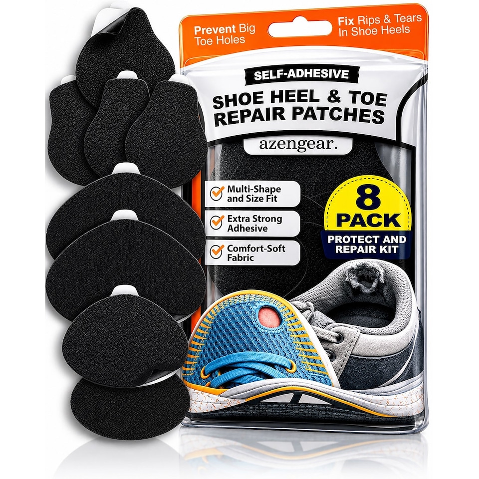 image 1 of Stick-On Shoe Heel Repair and Big Toe Hole Preventer Patch Kit