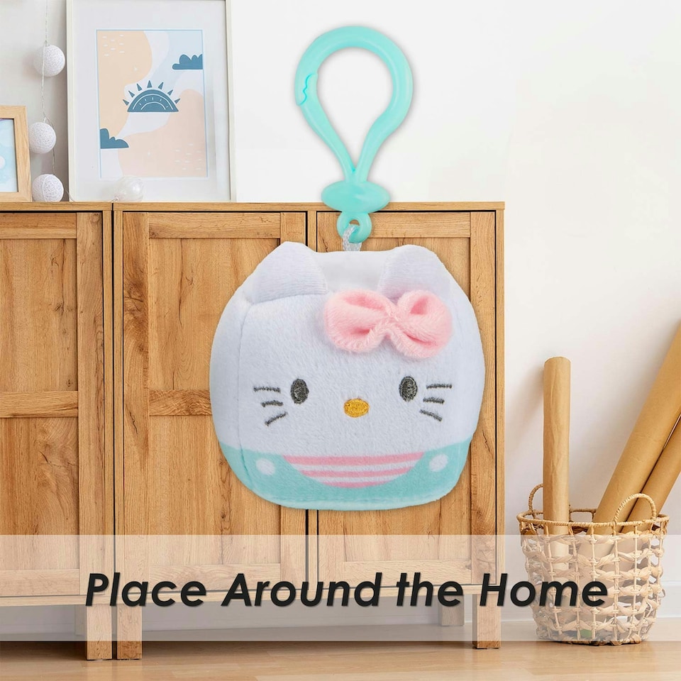 image 1 of Hello Kitty Soft Toy Cubeez Plush Turquoise Cute Plush Huggable Cuddly 7cm Blue