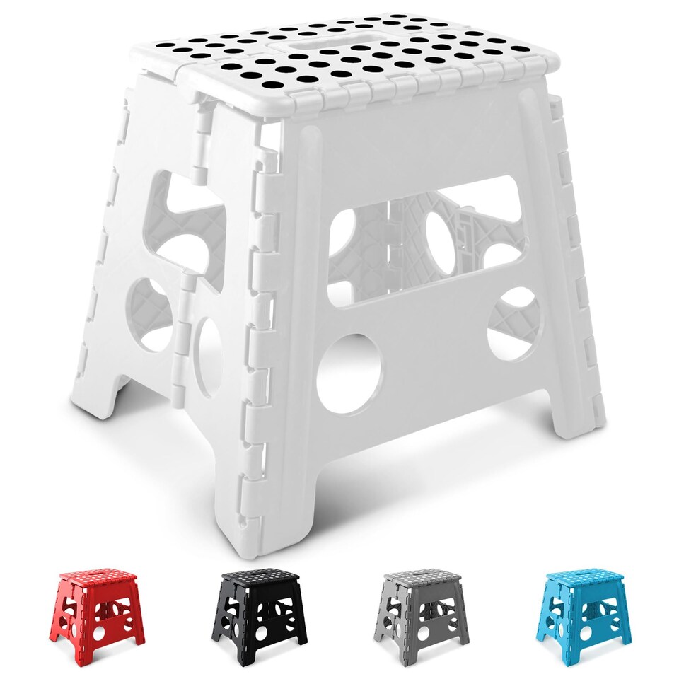 image 1 of Keplin Heavy Duty Folding Step Stool Non-Slip Plastic with Carry Handle, 13 Inch