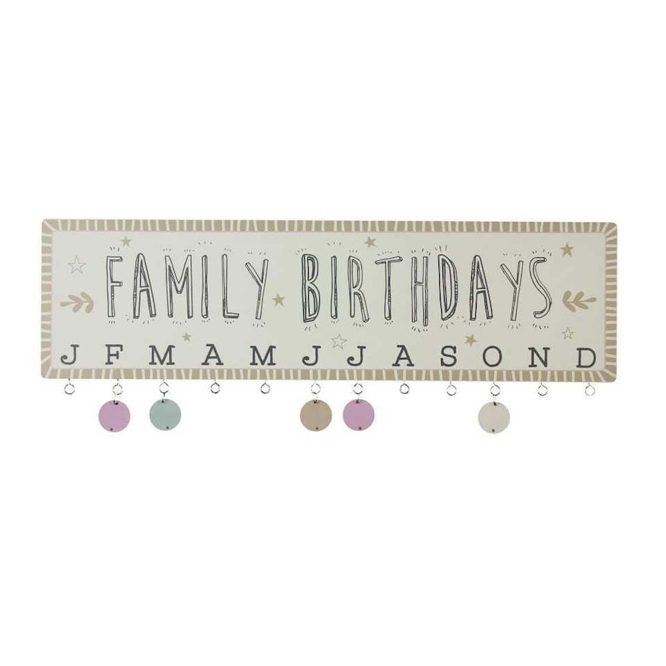'Family Birthdays' Wooden Plaque with 24 Date Discs