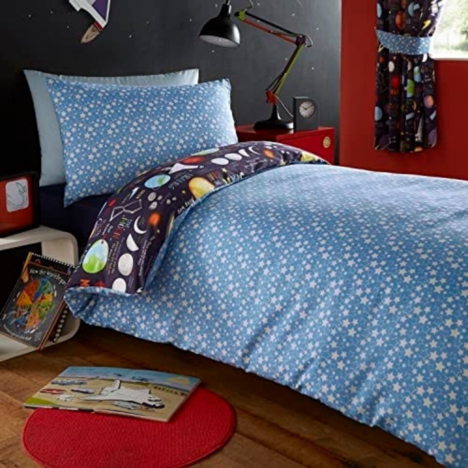 image 1 of Portfolio Home Planets Bed Duvet Cover and Pillowcase Bed Set Bedding Dark Multi | Single