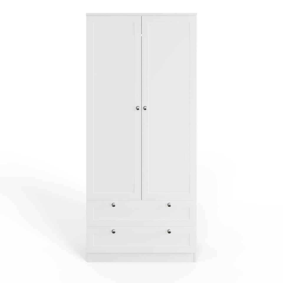 image 1 of FWStyle Artus Shaker 2 Door 2 Drawer Combination Wardrobe Matt White White