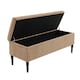 image 5 of 120cm Paris Plain Ottoman Storage Bench -Naples Shoes Bench with Black Turned Wooden Legs - Beige Upholstery Storage Footstool