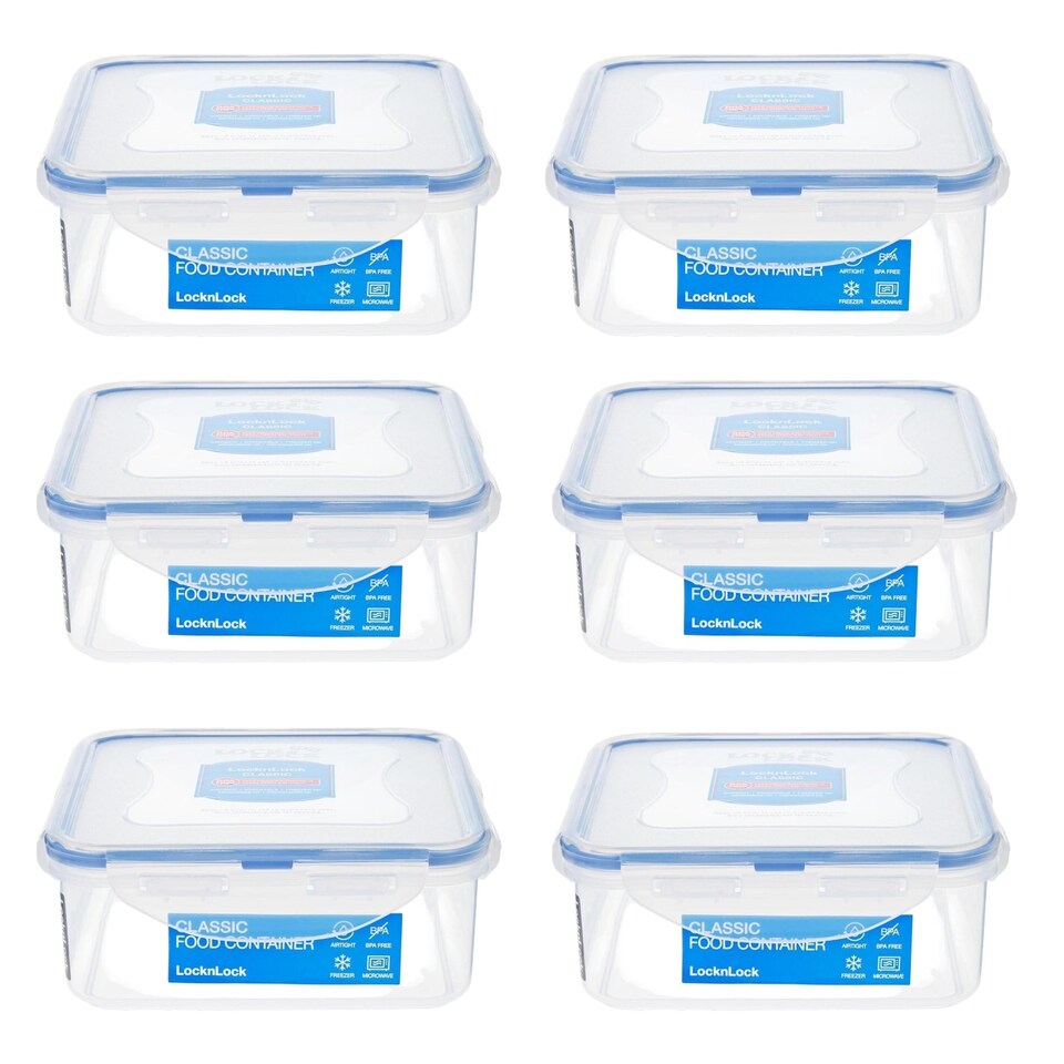 image 1 of LocknLock Food Storage Container Airtight Leakproof Microwave Safe Transparent Food Box 870ml Pack of 6