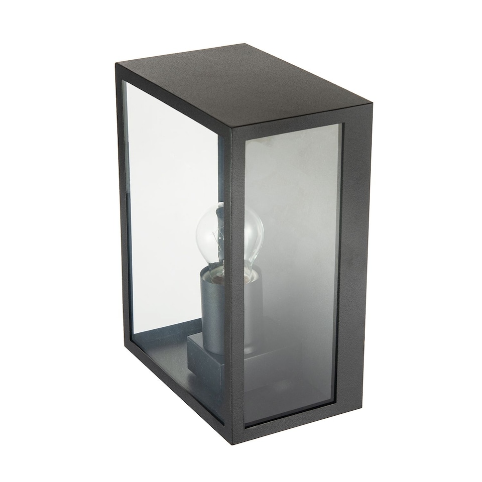 image 1 of Modern Exterior Flush Wall Light Lantern in Matte Black with Clear Glass Panels | Black | Black | 1