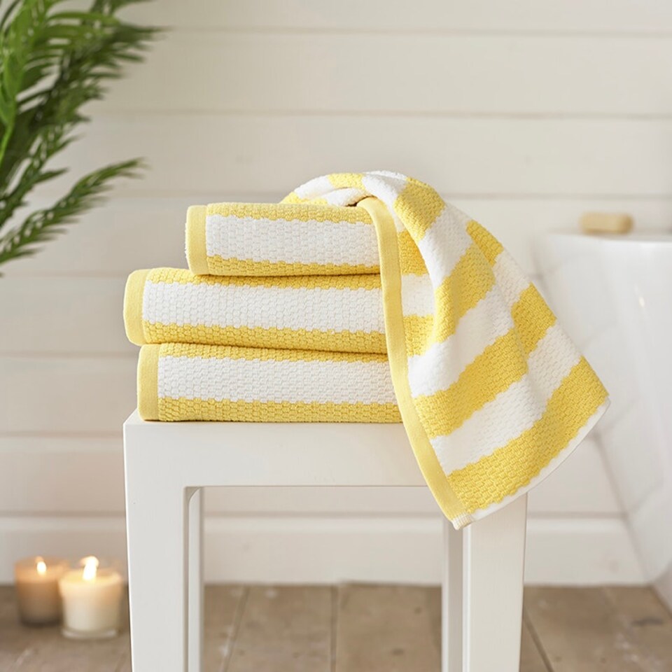 image 1 of Boston 100% Cotton Striped Towels by Lobster Creek – Luxurious, Absorbent, 550 GSM, Yarn-Dyed, Coastal Design Silver | White | Hand towel